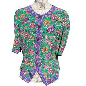 VINTAGE MS CHAUS short sleeve floral shirt size 12